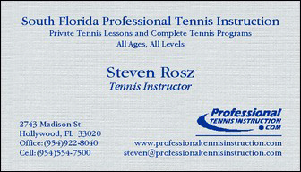 Steven Rosz; Tennis Instructor