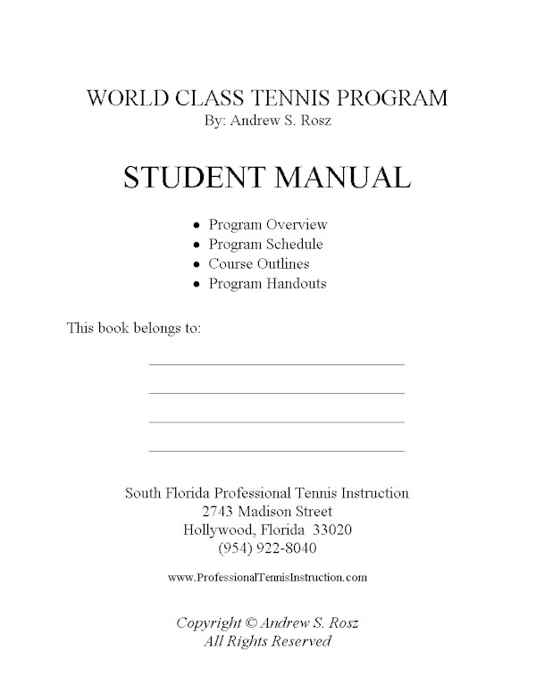 World Class Tennis Program - Student Manual